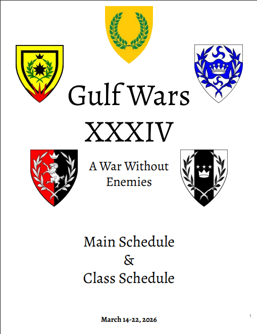 Cover of schedule book featuring the shield of the four principal kingdoms