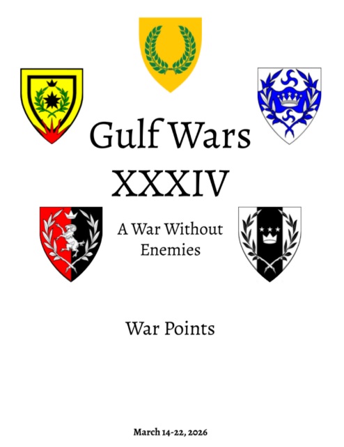 Cover of War Points book featuring the four heraldic shields of the primary Kingdoms